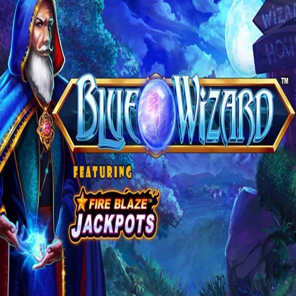 Blue Wizard Fire Blaze Jackpots slot visual from Rarestone Gaming available on rainsbet.net