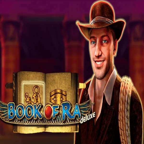 Book of Ra Deluxe slot visual from Novomatic available on rainsbet.net