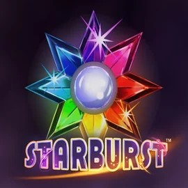 Official Slots logo: Starburst by NetEnt at Rainbet Casino