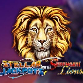 Stellar Jackpots with Serengeti Lions slot logo by Lightning Box Game at Rainbet Casino